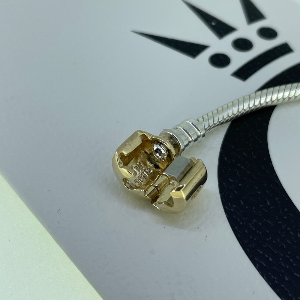 Pandora Sterling Silver w/ 14K Gold Clasp 590702HG - Picture 16 of 16